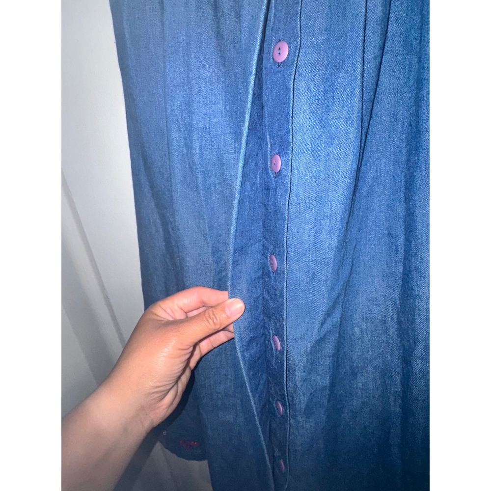 Vtg Eagles Eye Western Embroidered Denim Midi Skirt Button Front Cowboy Boot - Picture 6 of 10